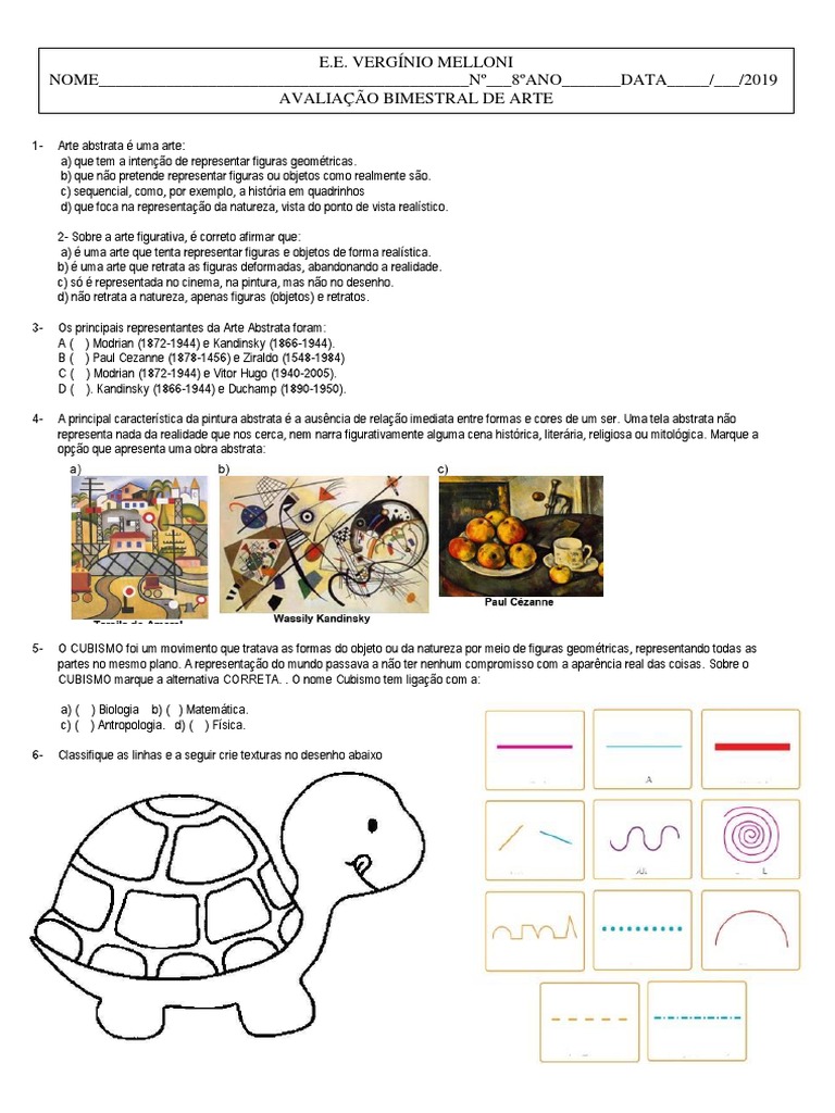 Arte Abstrata E Uma Arte8 º Ano Prova Para Mesclagem