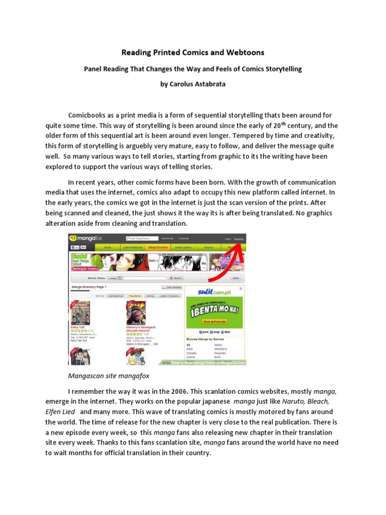 Reading Printed Comics and Webtoon English Download Free PDF Comic