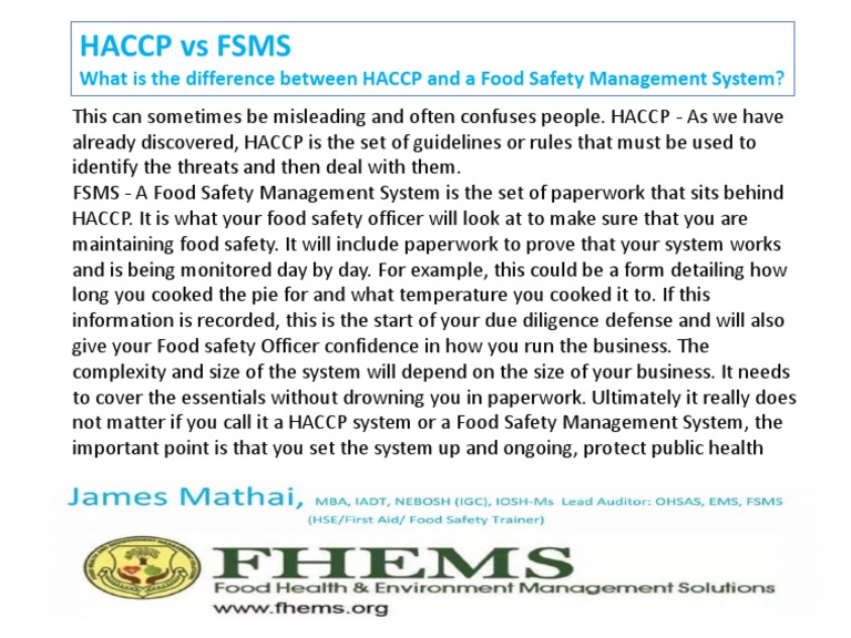 Haccp Vs Fsms PDF
