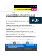 La Delegación Del Gobierno de Venezuela Informa Que Está en Barbados para Nueva Ronda de Diálogo Con La Oposición - RT