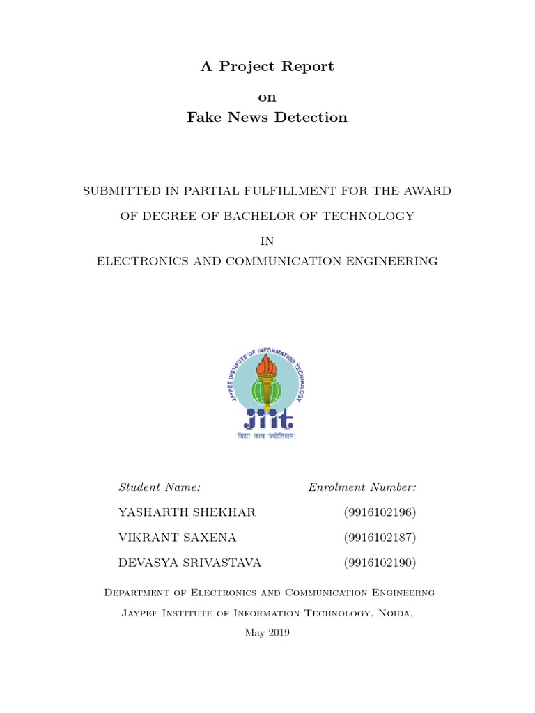 A Project Report On Fake News Detection | PDF | Cascading Style Sheets ...