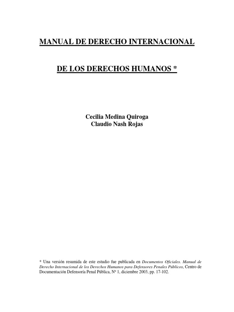 Manual Derecho Internacional de Los DDHH Medina-Nash | PDF | Derechos ...