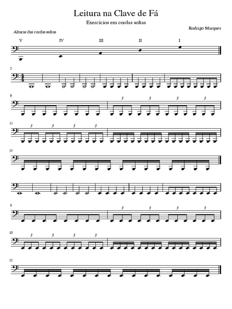 Bass Guitar Reading Open Strings PDF