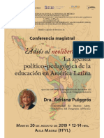 ¿Adios Al Neoliberalismo? La Agenda Político-Pedagógica de La Educación en América Latina. Adriana Puiggrós