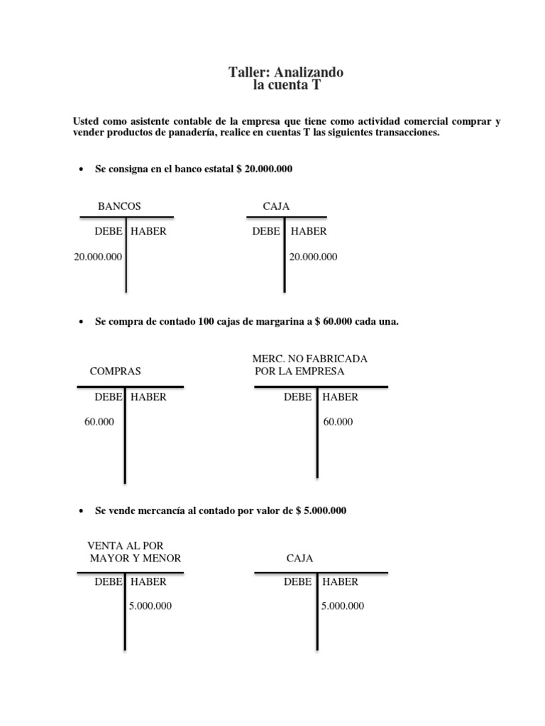 Análisis de Cuentas T en Contabilidad | PDF | Corporaciones | Bancos