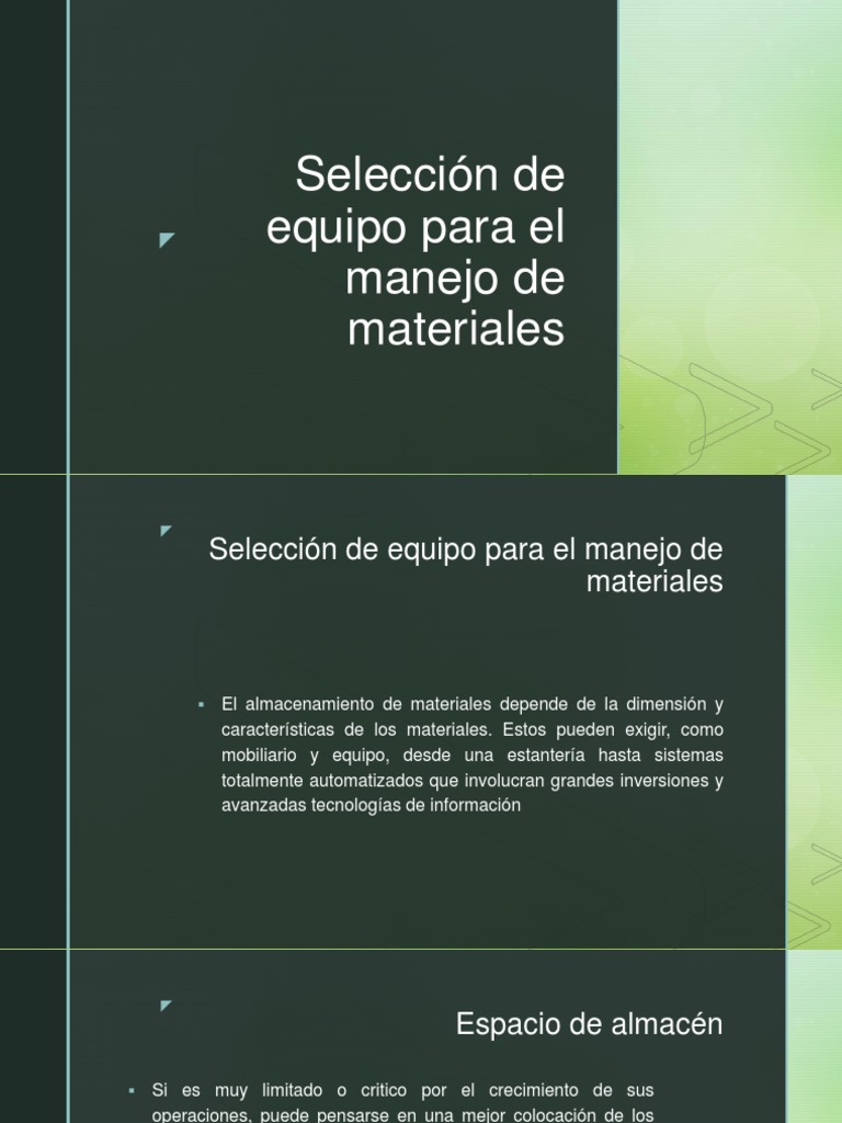 Selección de equipo para manejo de materiales | PDF | Almacén | Mueble