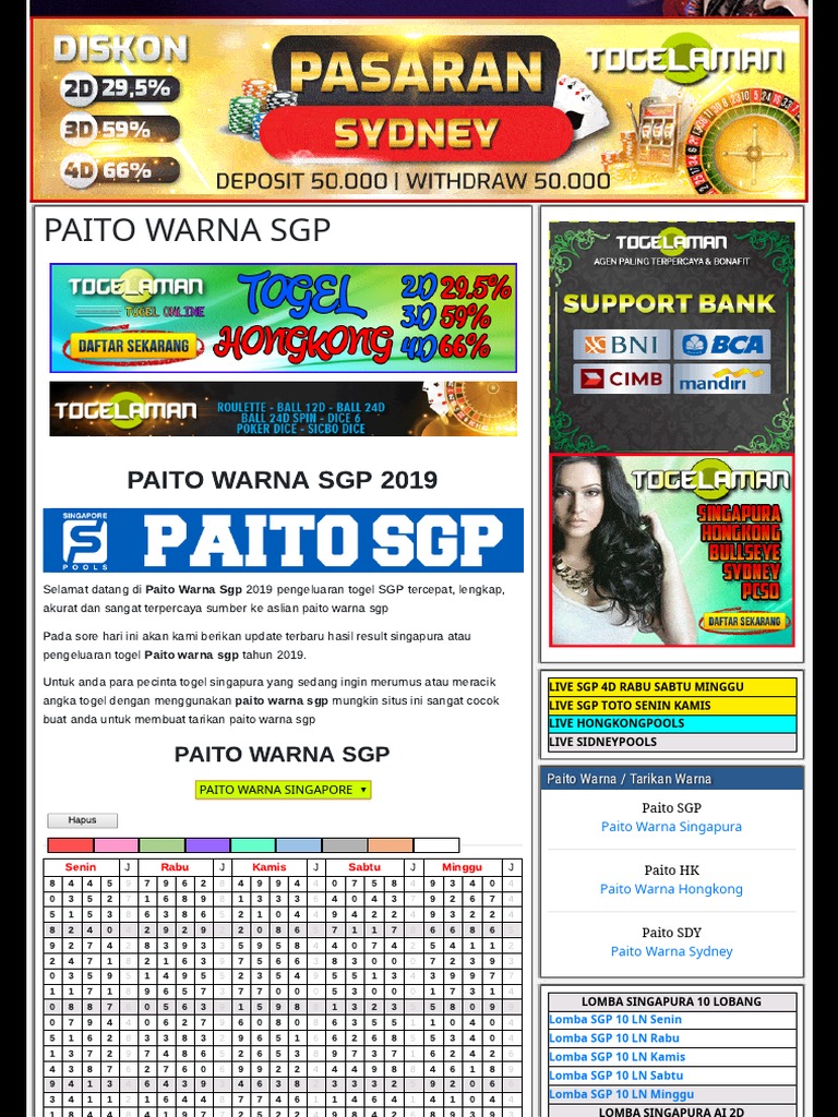 Paito Warna Sgp 2019 Angkanet Aplikasi Togel