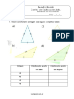 3.3 - Triângulos - Propriedades, Classificação e Construção - Ficha de Trabalho