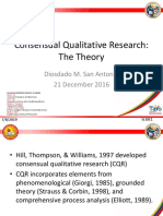 Consensual Qualitative Research: The Theory: Diosdado M. San Antonio 21 December 2016