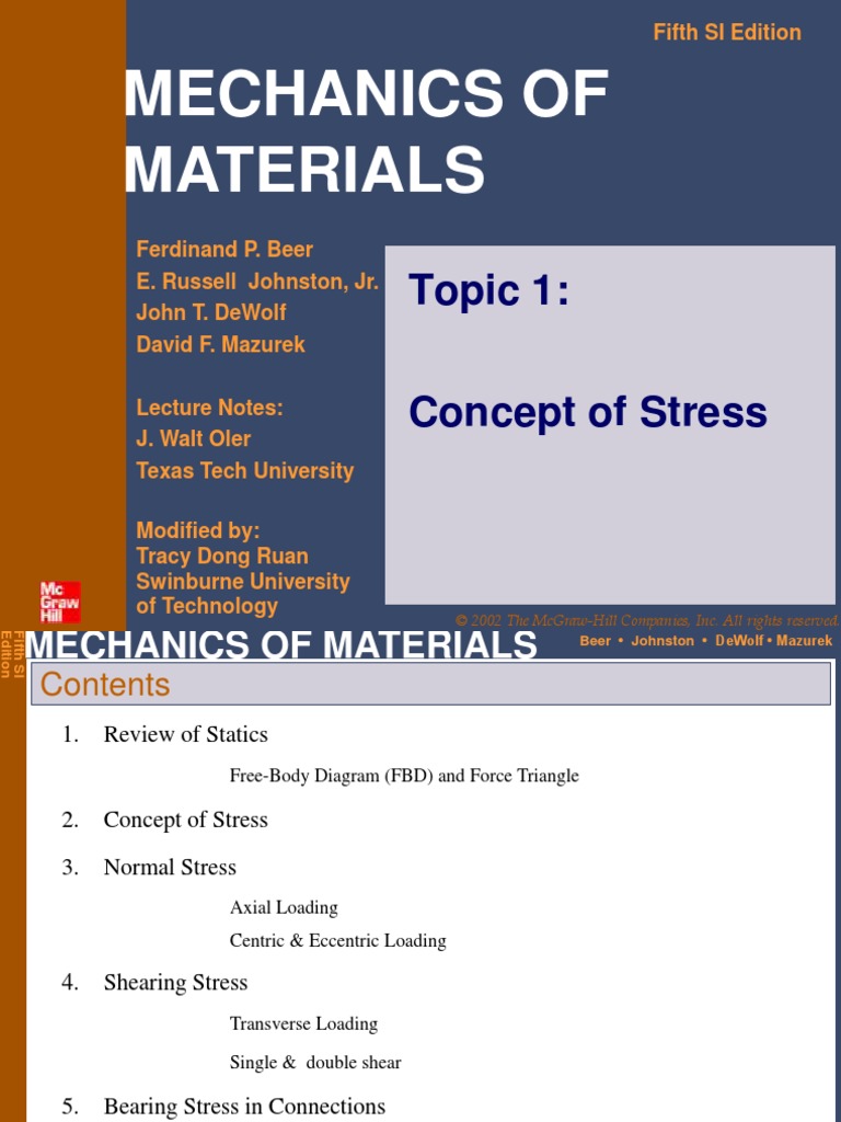 1 - Concept of Stress | Download Free PDF | Strength Of Materials ...