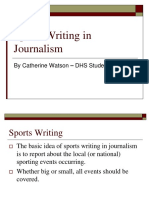 Sports Writing in Journalism: by Catherine Watson - DHS Student