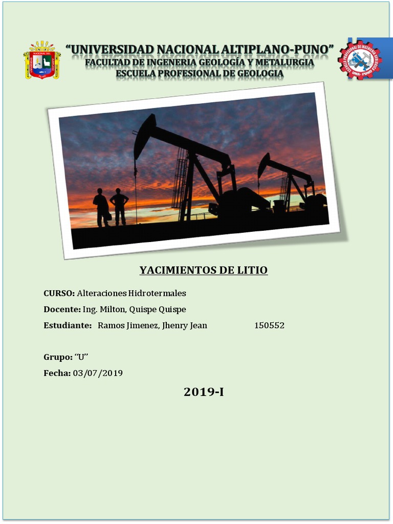 Yacimientos de Litio y su Explotación | PDF | Litio | Andes