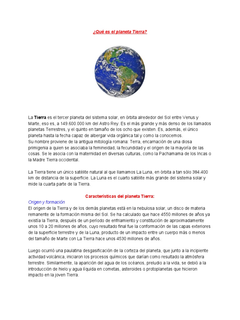 Características del Planeta Tierra | PDF | Estructura de la tierra | Tierra