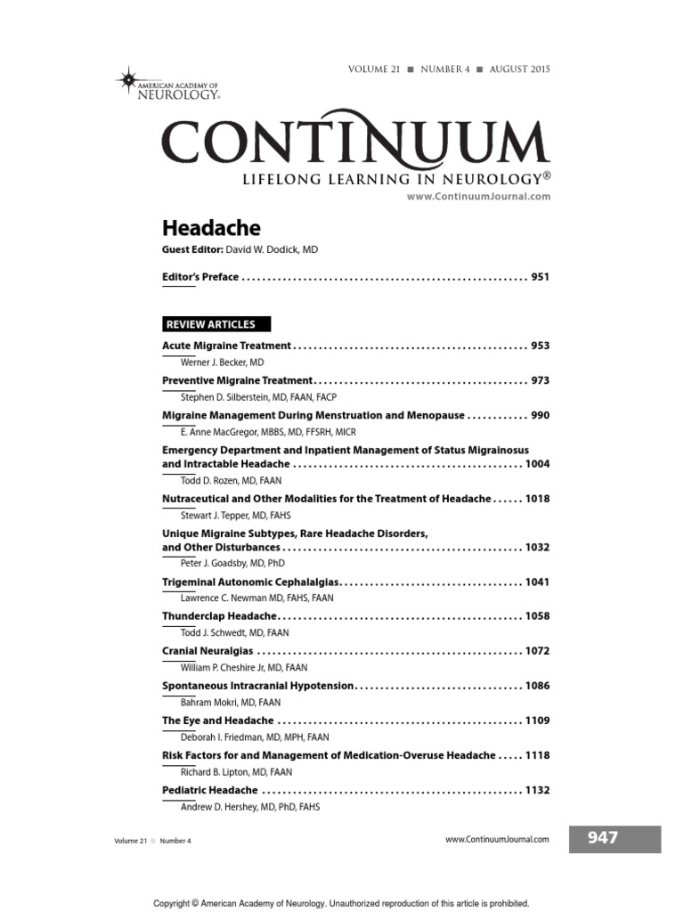 Headache: Lifelong Learning in Neurology | PDF | Evidence Based ...