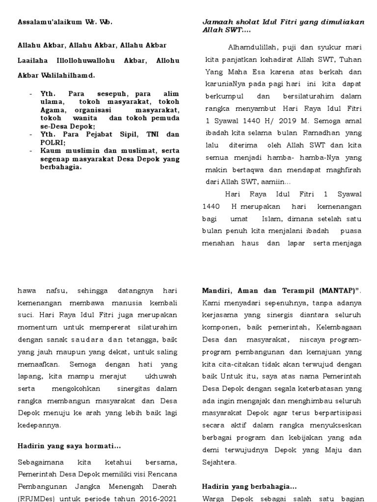 Jamaah Sholat Idul Fitri Yang Dimuliakan Allah Swt