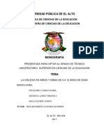 Universidad Pública de El Alto: Area de Ciencias de La Educacion Carrera de Ciencias de La Educación