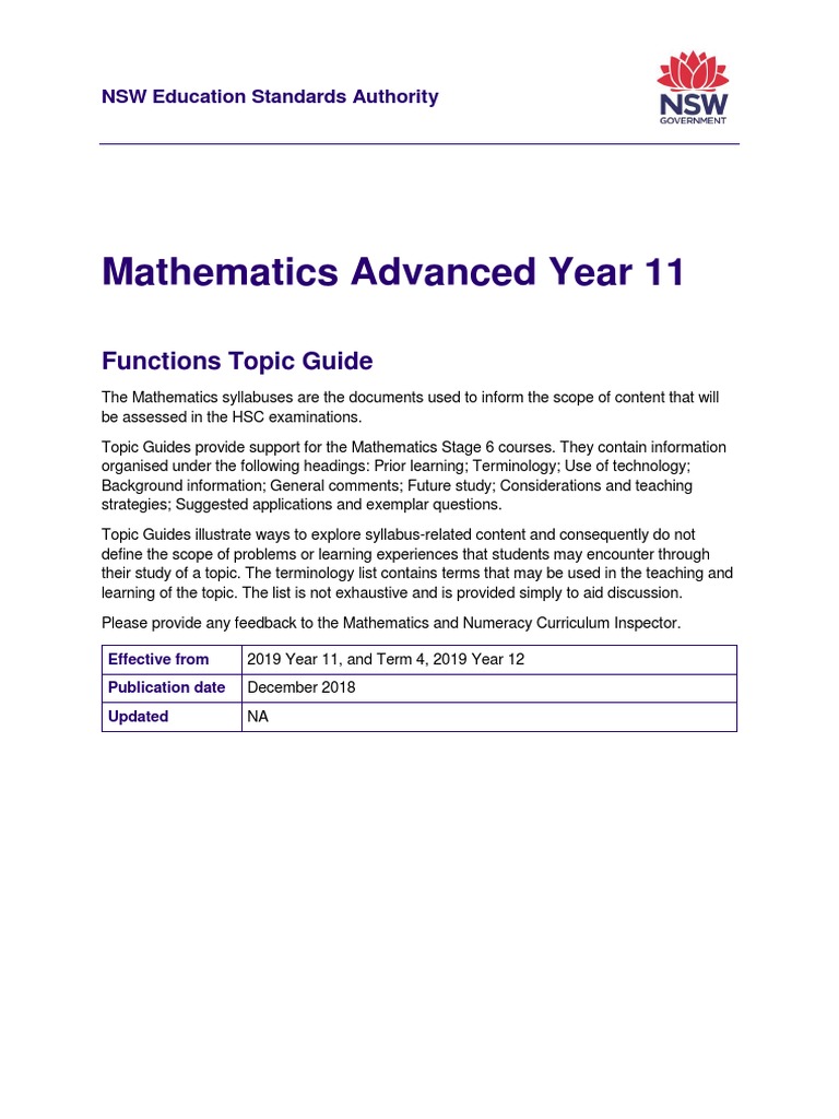 Year 11 Advanced Functions Guide | PDF | Quadratic Equation | Function ...