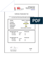 Certificate of Hydrostatic Test: 330 Bryant Avenue Bronx, N.Y. 10474, U.S.A