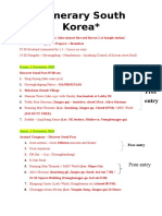 Itinerary South Korea : Free Entry