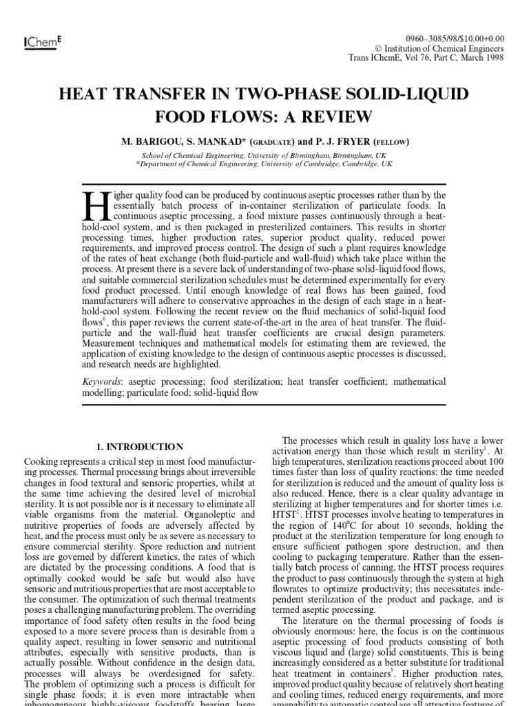Heat Transfer in Two-Phase Solid-Liquid Food Flows - A Review 1998 ...