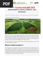 Deforestation Causes, Effects, and Solutions: TOPIC: For The Month MAY 2019