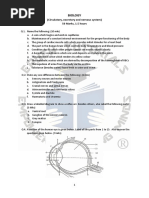 Biology: (Circulatory, Excretory and Nervous System) 50 Marks, 1.5 Hours