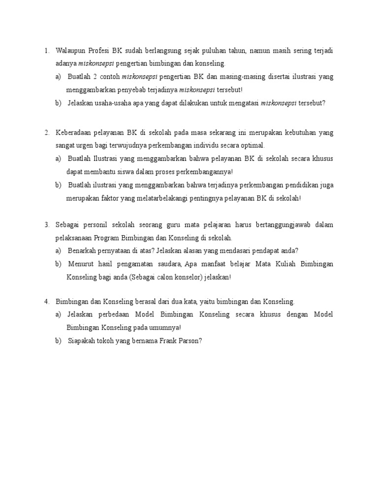 Soal Uts Bimbingan Dan Konseling Doc