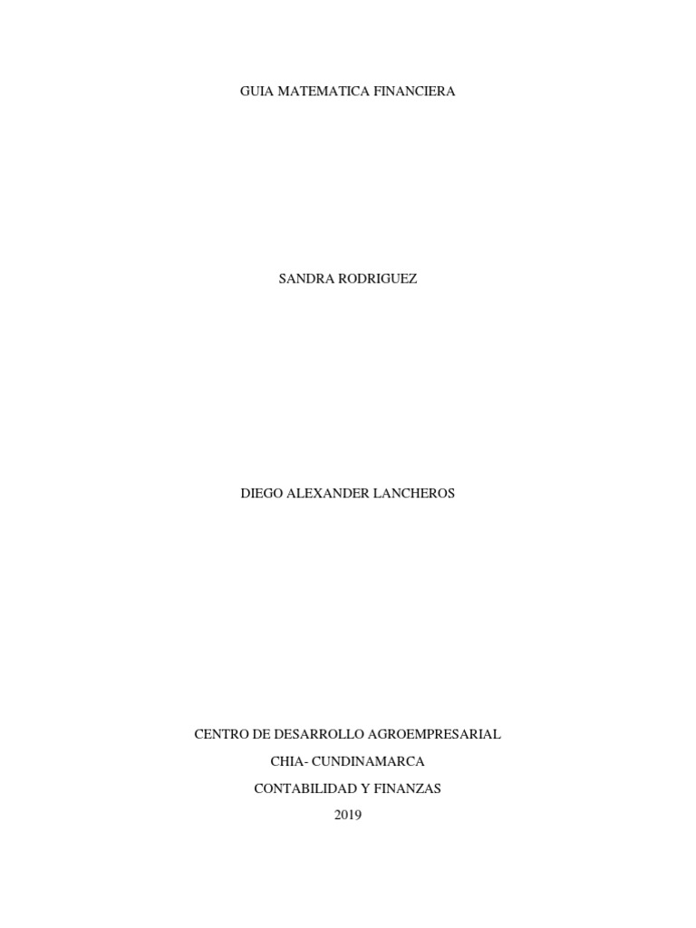 Guía de Matemática Financiera 2019 | PDF | Finanzas Matemáticas | Interés