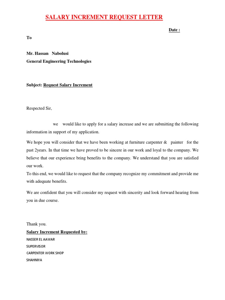 Salary Increment Request Letter | PDF