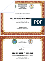 Fay Gale Hannah C. Sebua: Certificate of Appreciation