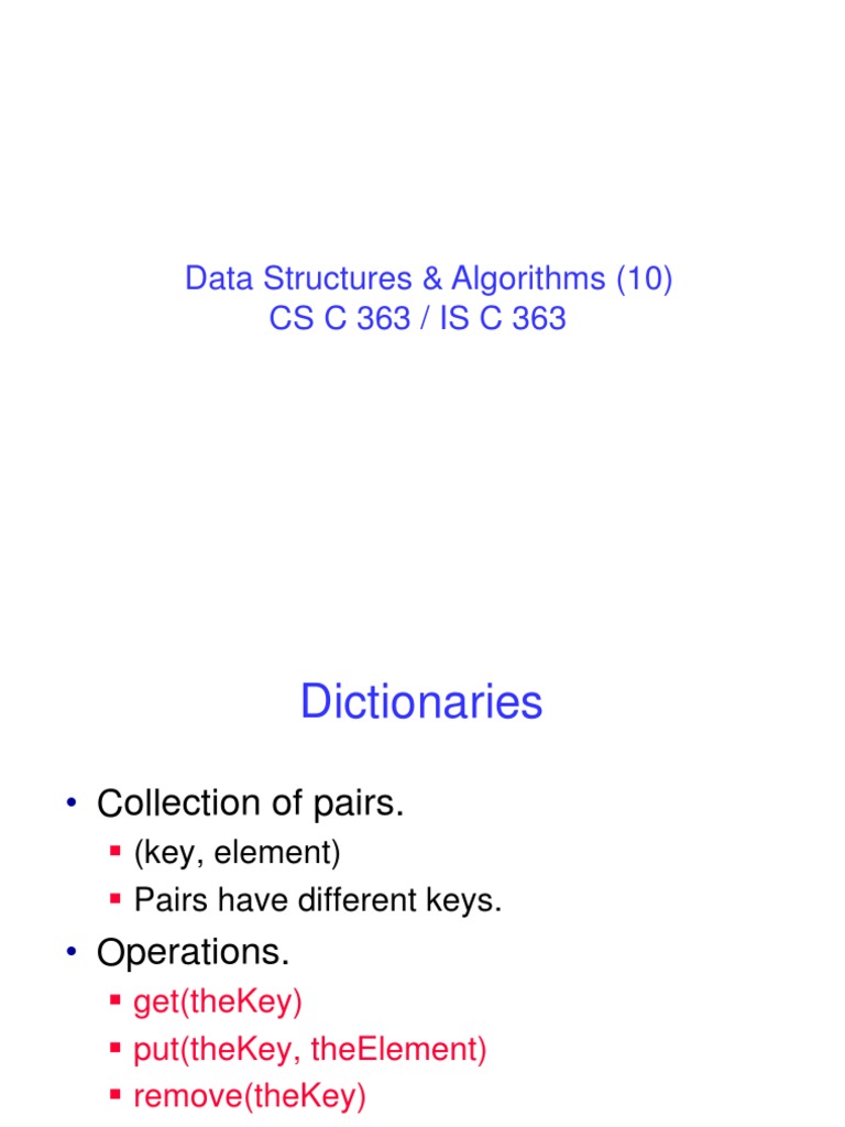Data Structures & Algorithms (10) CS C 363 / IS C 363 | PDF | Array ...
