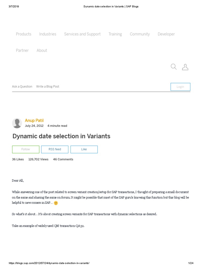 Dynamic Date Selection in Variants - SAP Blogs | PDF | Icon (Computing) |  Variable (Computer Science)