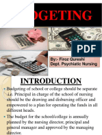 Budgeting: By:-Firoz Qureshi Dept. Psychiatic Nursing