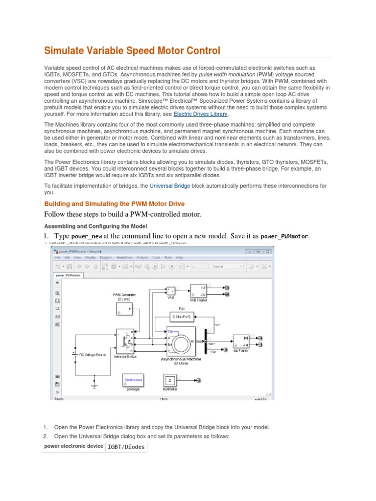 Simulate Variable Speed Motor Control | PDF | Electric Motor | Power ...