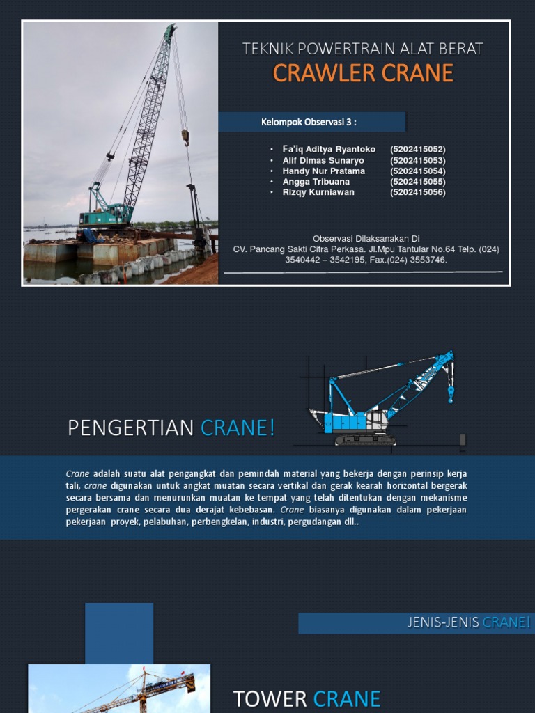 Spesifikasi dan Komponen Crawler Crane | PDF
