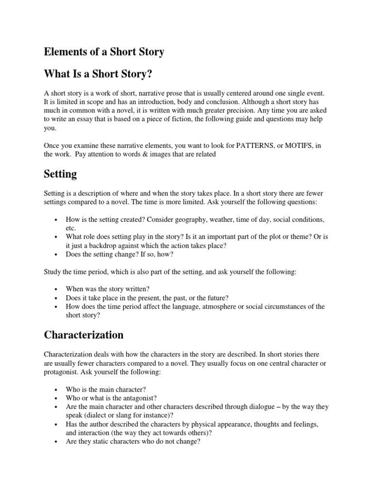 Key Elements of Short Stories Explained | PDF | Plot (Narrative ...