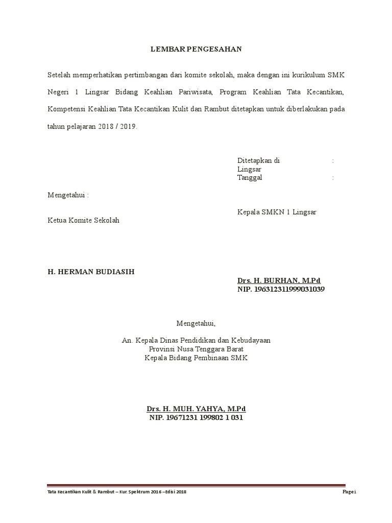 Kurikulum Jurusan Tata Kecantikan Kulit Dan Rambut