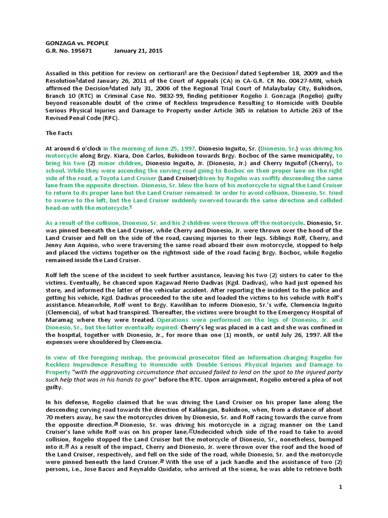 Reckless Imprudence Homicide Case | PDF | Recklessness (Law) | Negligence