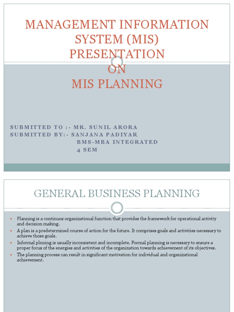 MIS Planning and Management Strategies | PDF | Management Information ...