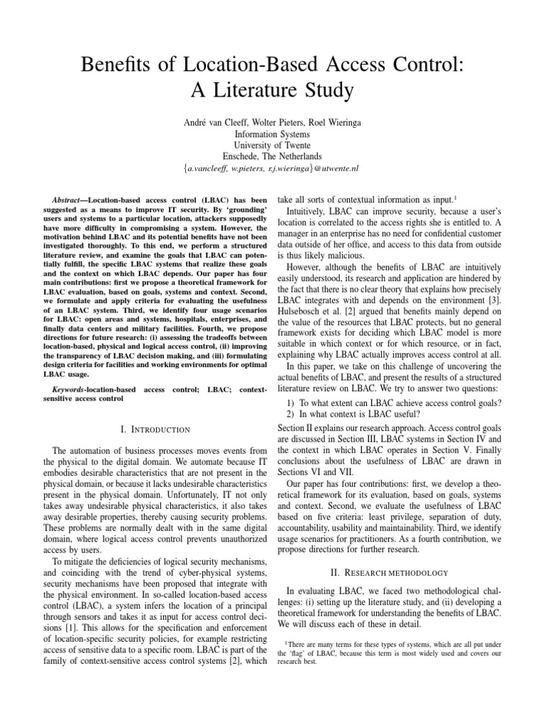 Benefits of LocationBased Access Control PDF Information Security