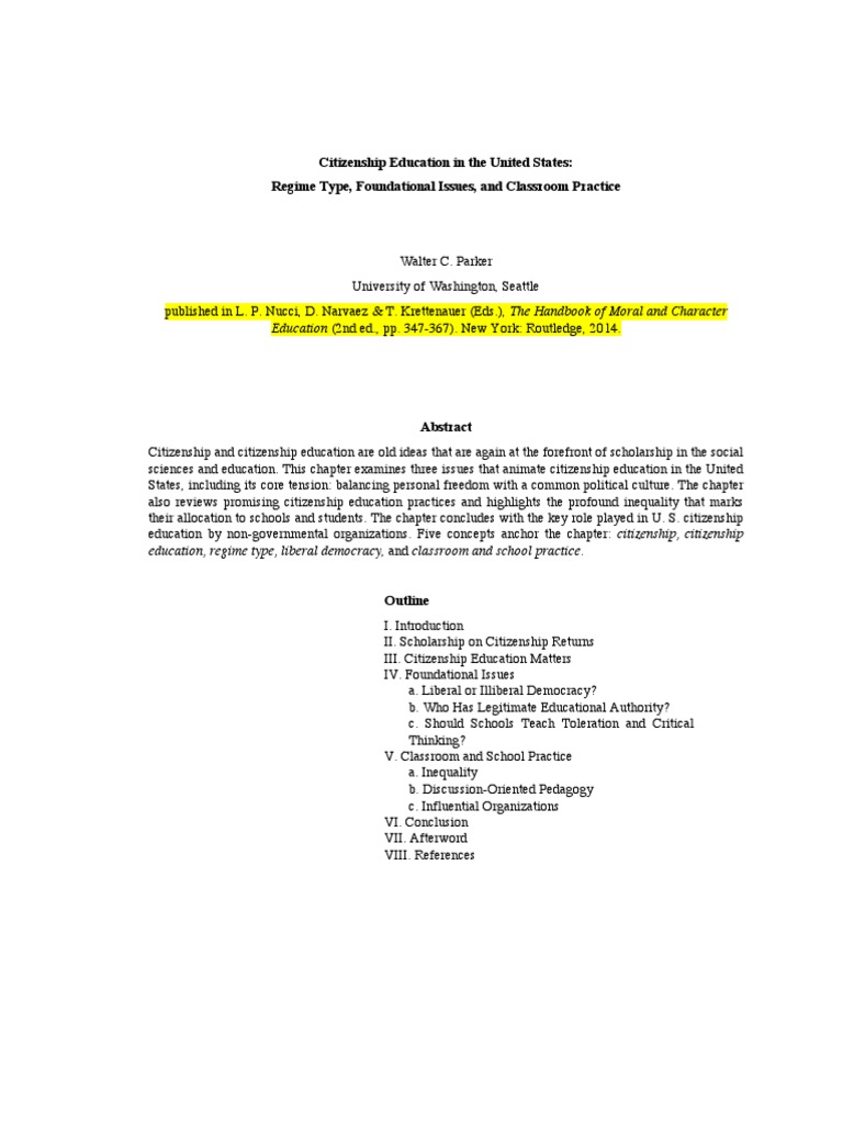 U.S. Citizenship Education Practices | PDF | Citizenship | Democracy