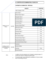 Indian School Certificate Exam 2019 Compartmental Exam Timetable