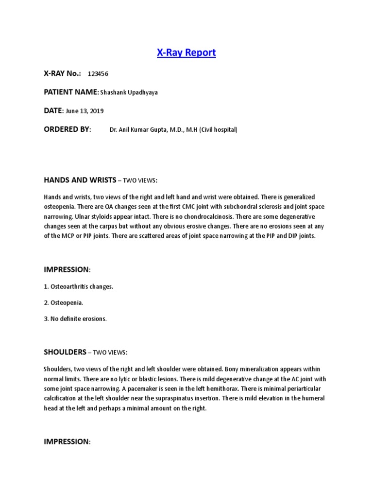 XRay Report XRAY No. Patient Name Date Ordered by PDF