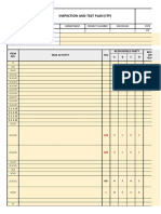 Inspection and Test Plan (Itp) : ITP Number: Project Name: Department / Vendor / Contractor: Project Location