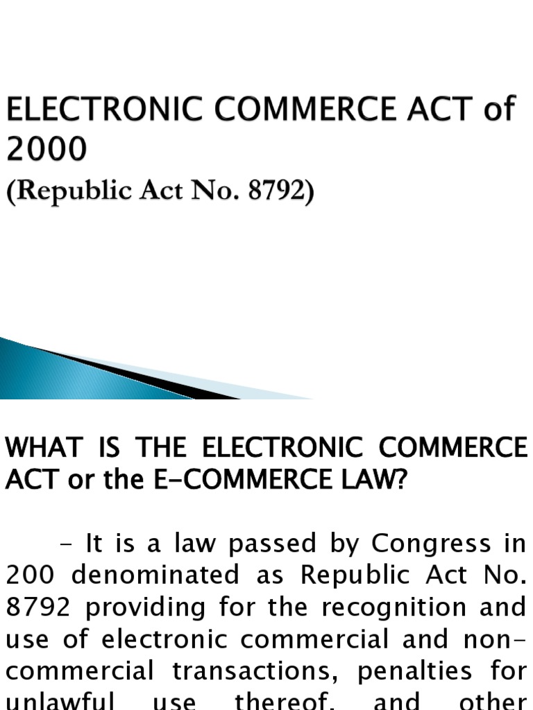 Overview of the E-Commerce Act (RA 8792) | PDF | Information | E Commerce