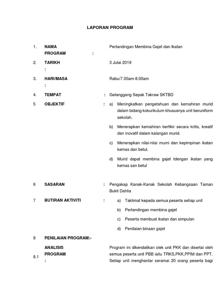 Laporan Pertandingan Membina Gajet Pdf