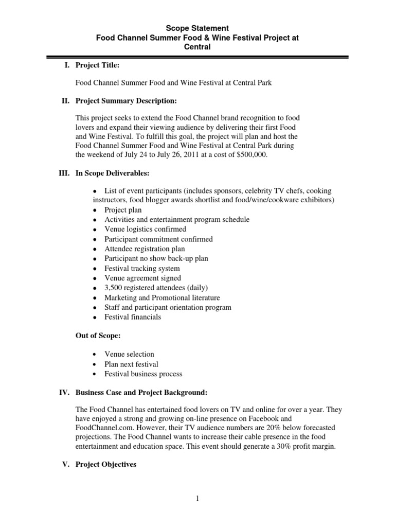 Food Channel Festival Project Scope | PDF | Foods | Economies