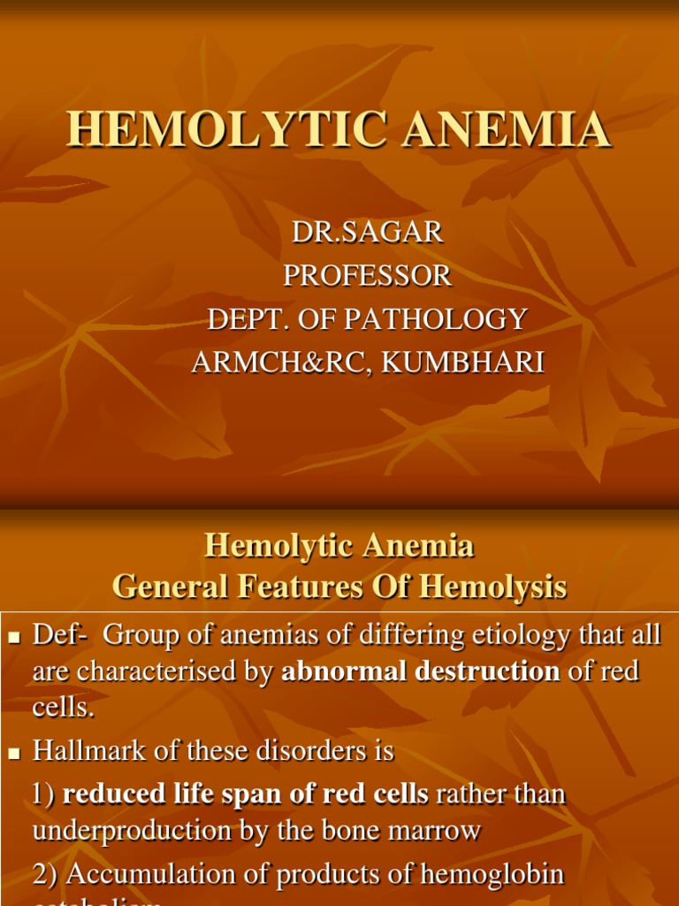 Overview of Hemolytic Anemia Types | PDF | Anemia | Hematology