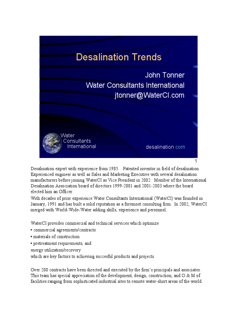 Desalination Trends and Innovations | PDF | Desalination | Reclaimed Water