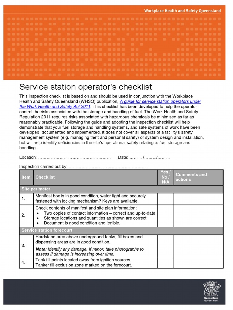 Service Station Operators Checklist | PDF | Filling Station | Liquefied ...